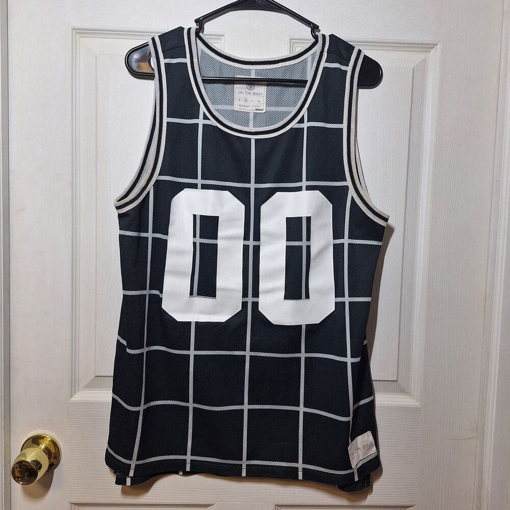 On The Byas Black White Checkered Tank Jersey Basketball Mesh Sports Size M